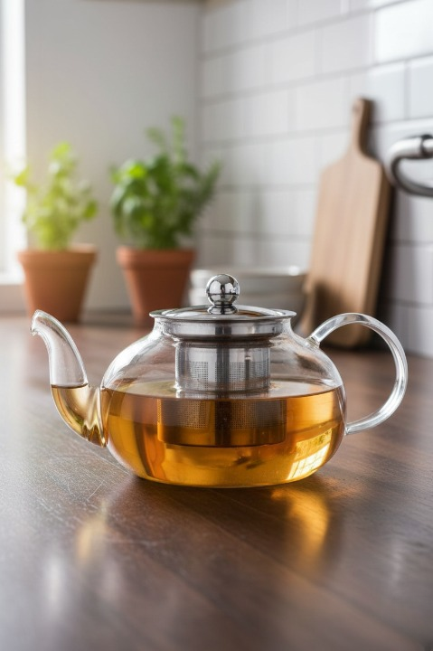 Cam Demlik Bitki Çayı Demliği 600ml