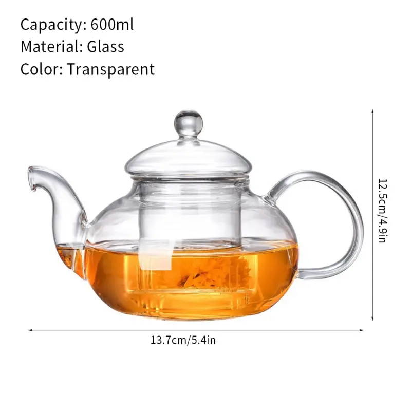 600 ml Cam Bitki Çayı Demliği - Cam Süzgeçli