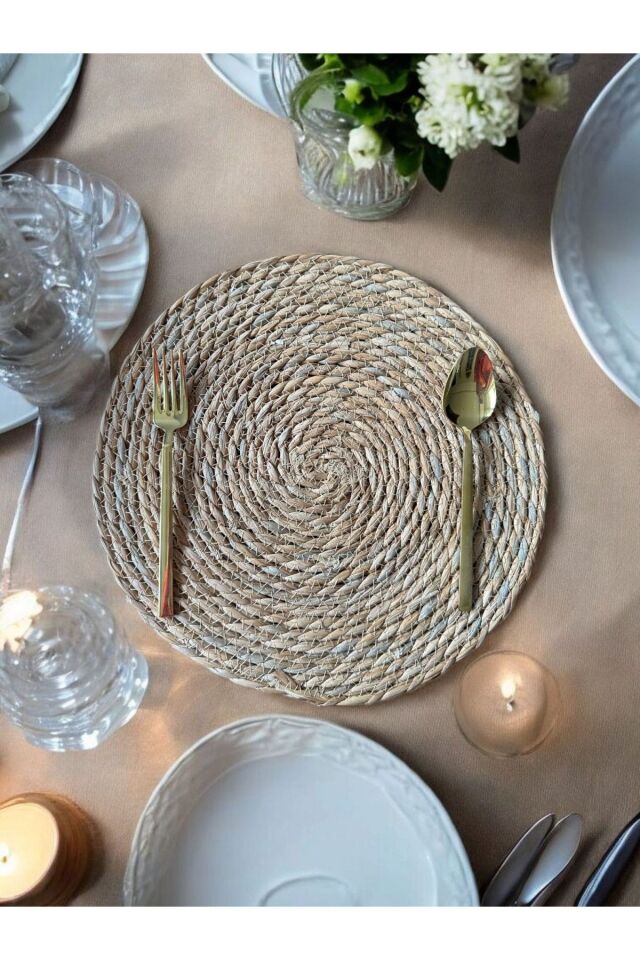 Hasır 36cm Büyük Boy Amerikan Servisi Supla Örme Bambu