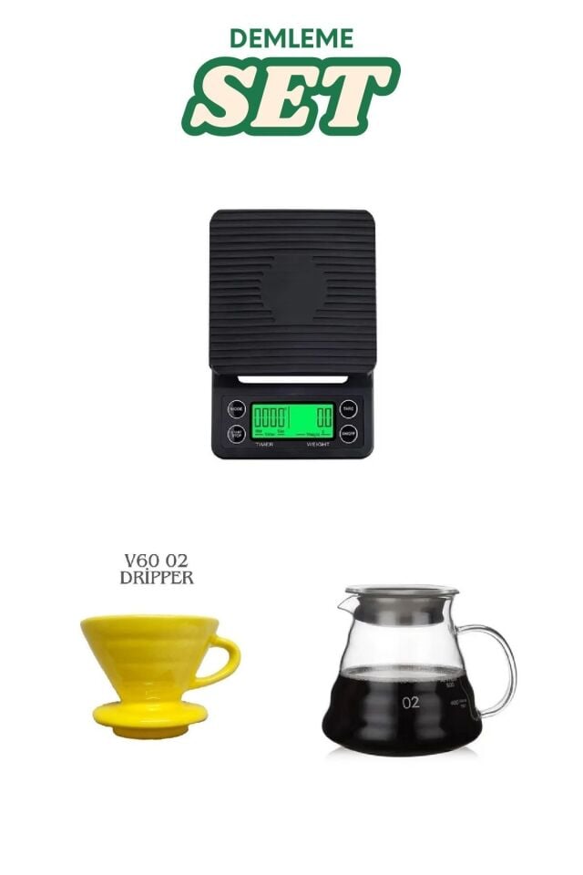 Kahve Demleme Seti Dripper Kahve Terazisi 3 kg 0.1 gr