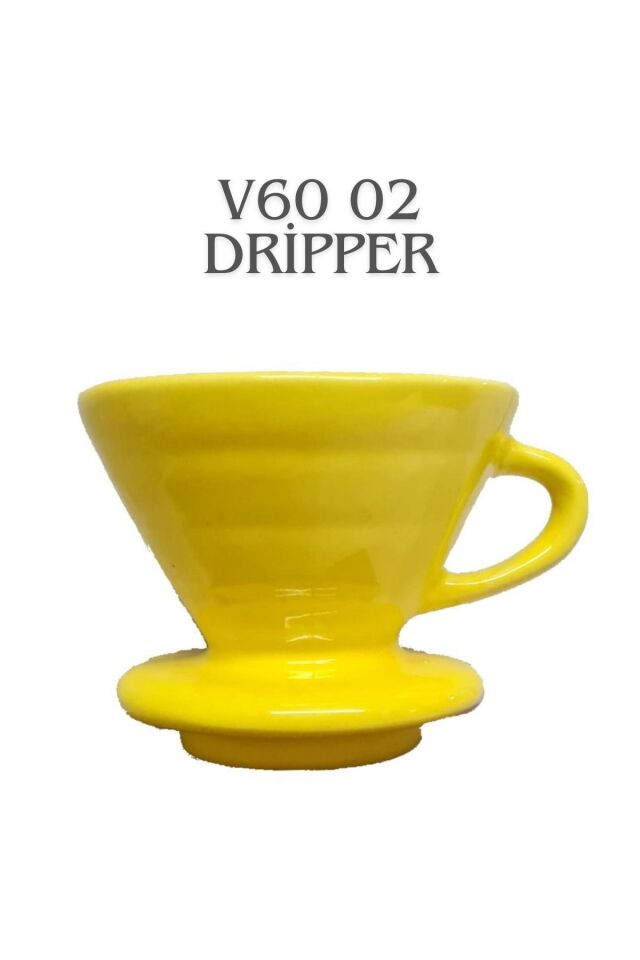 V60 02 Dripper Seramik Kahve Demleme Ekipmanı (Hardal Sarı)