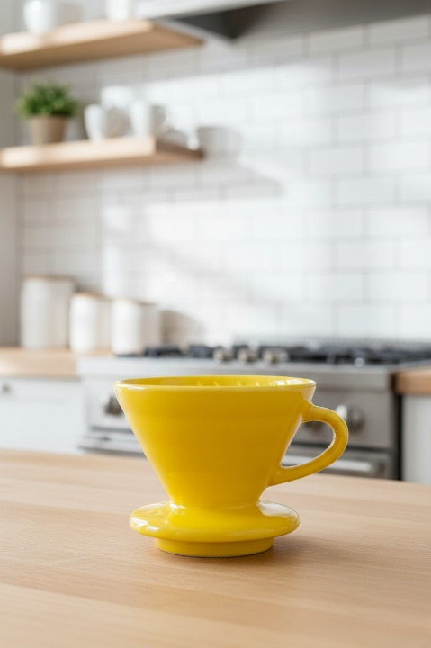 V60 02 Dripper Seramik Kahve Demleme Ekipmanı (Hardal Sarı)