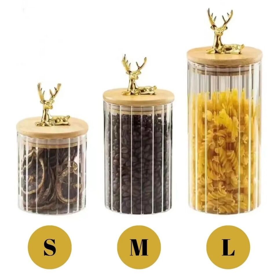 Cam Kavanoz Silikon Bambu Kapaklı Kavanoz Tek Boy