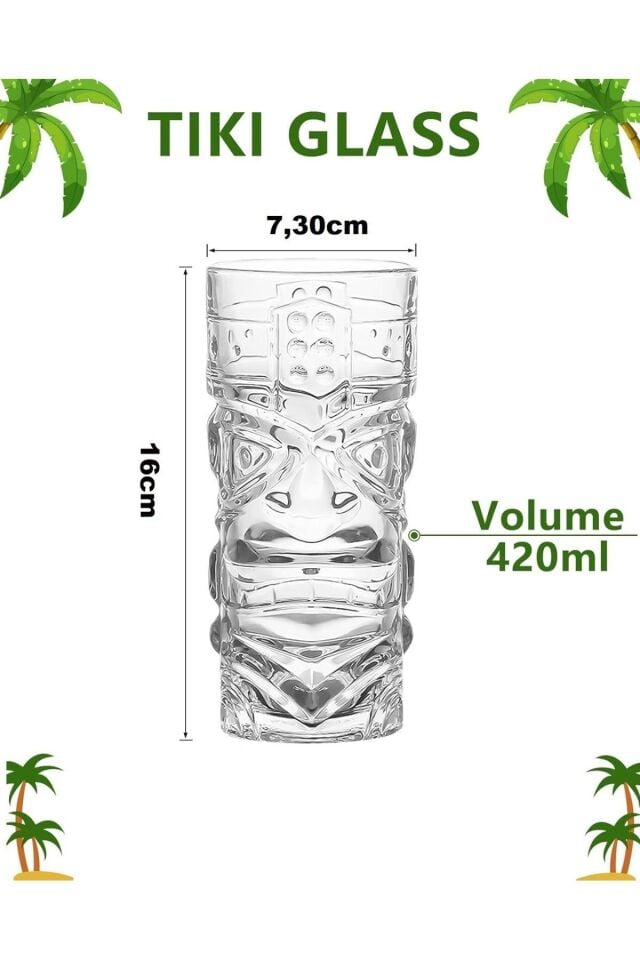 2'li Kokteyl Smoothie Bardağı Tiki Koleksiyonu