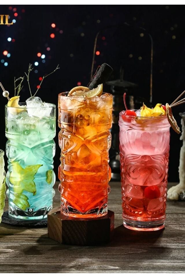 2'li Kokteyl Smoothie Bardağı Tiki Koleksiyonu