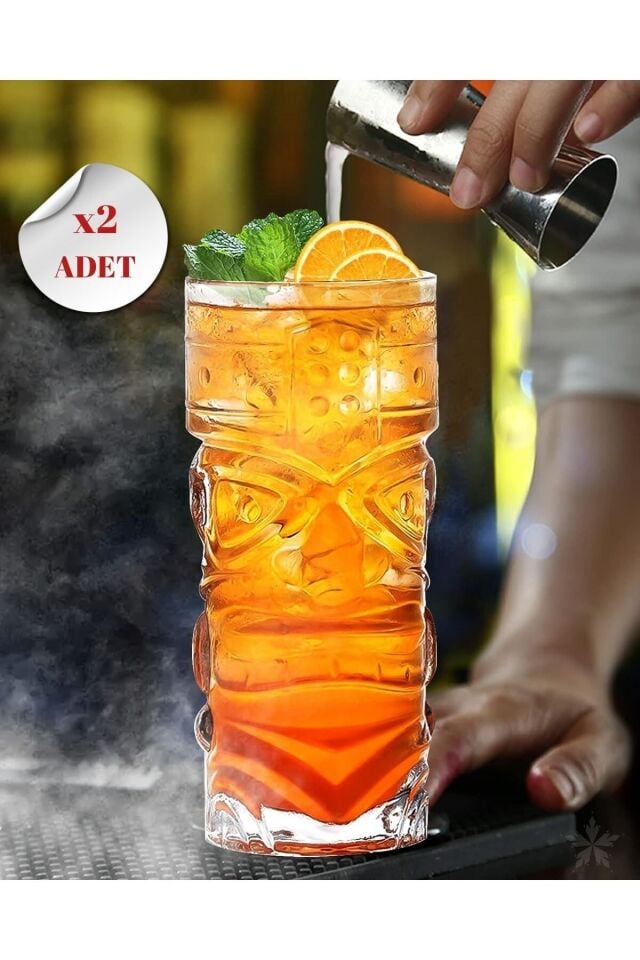 2'li Kokteyl Smoothie Bardağı Tiki Koleksiyonu