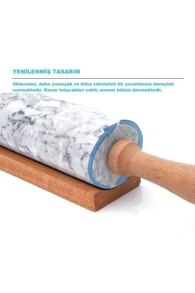 Mermer Hamur Açma Oklavası Merdanesi Rulosu Hamur Şekillendirici