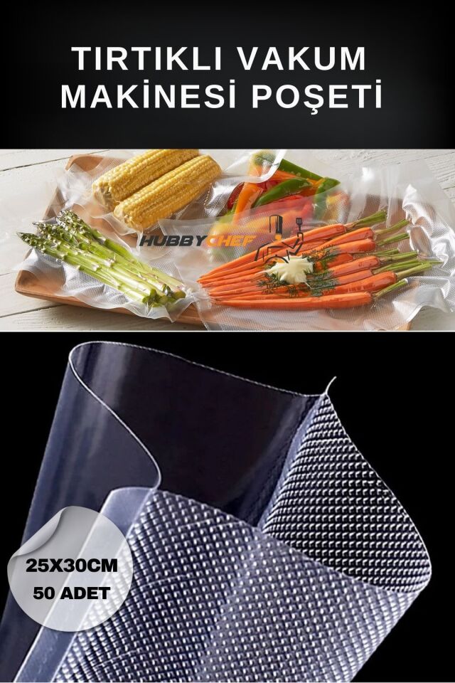 Tırtıklı Vakum Makinesi Poşeti Ev Tipi 25X30 cm