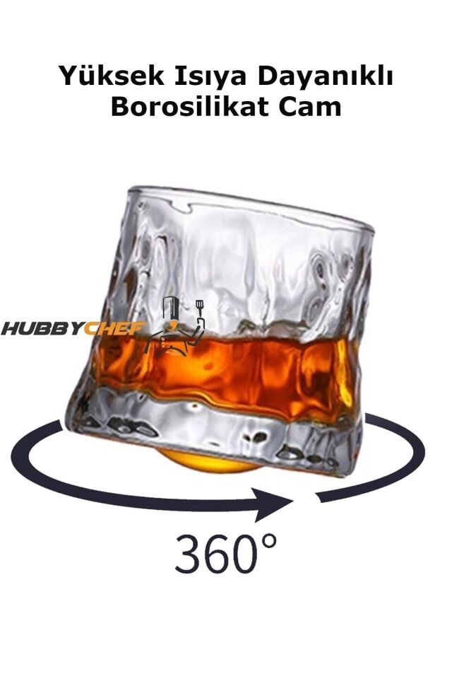 Viski Kokteyl Bardağı Kadehi 360 Dönen Cam Bardağı 2li Set 160ml