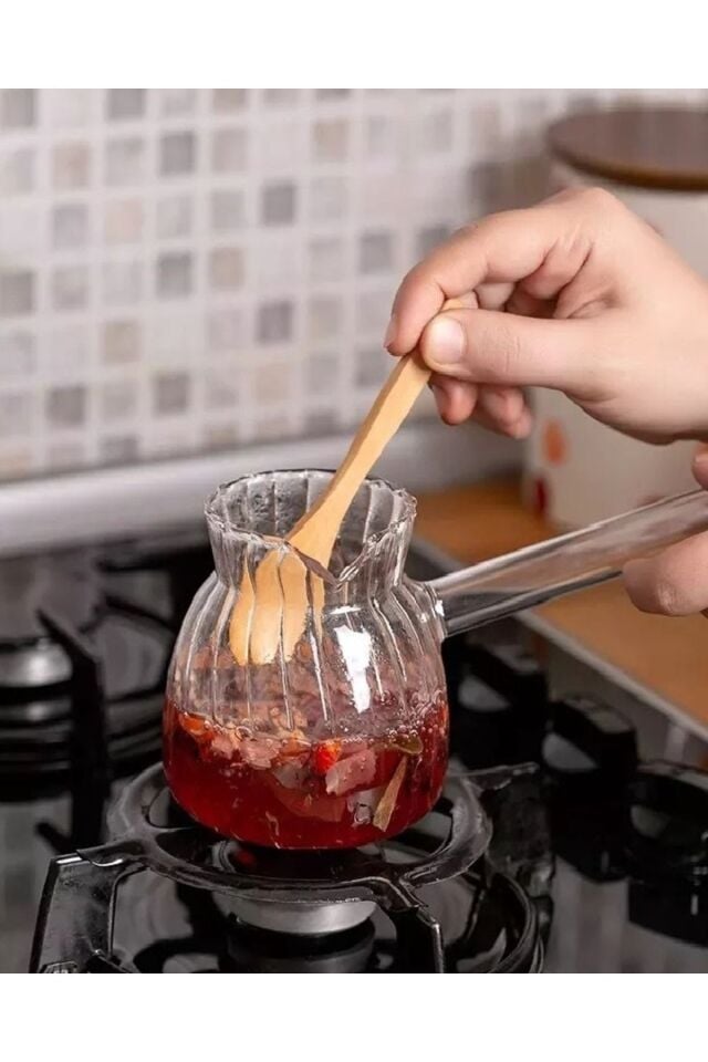 Cam Cezve Ateşe Dayanıklı Borasilikat Oluklu 550ml