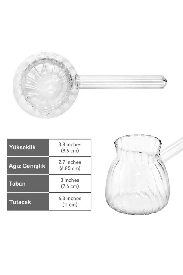 Cam Cezve Ateşe Dayanıklı Borasilikat Oluklu 550ml