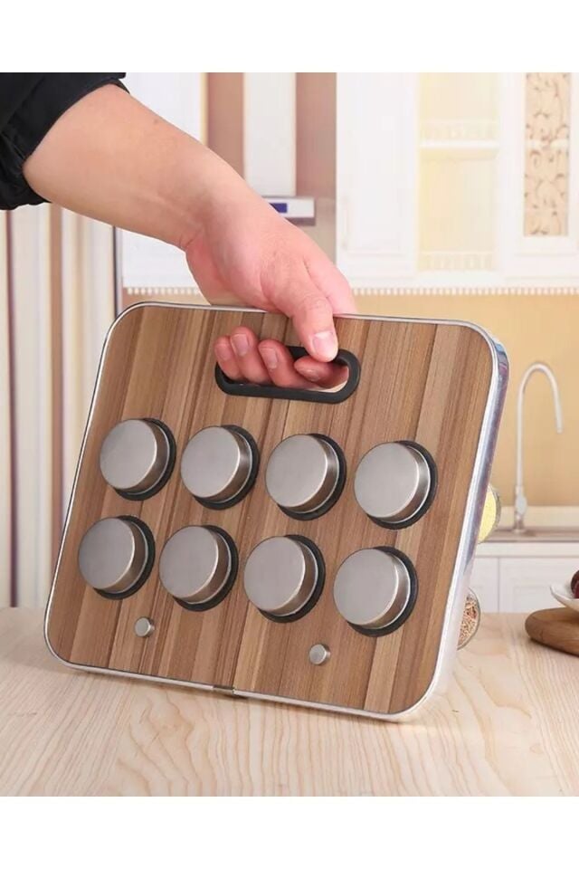 Baharatlık 8'li Cam Tuzluk Ve Baharatlık Standı