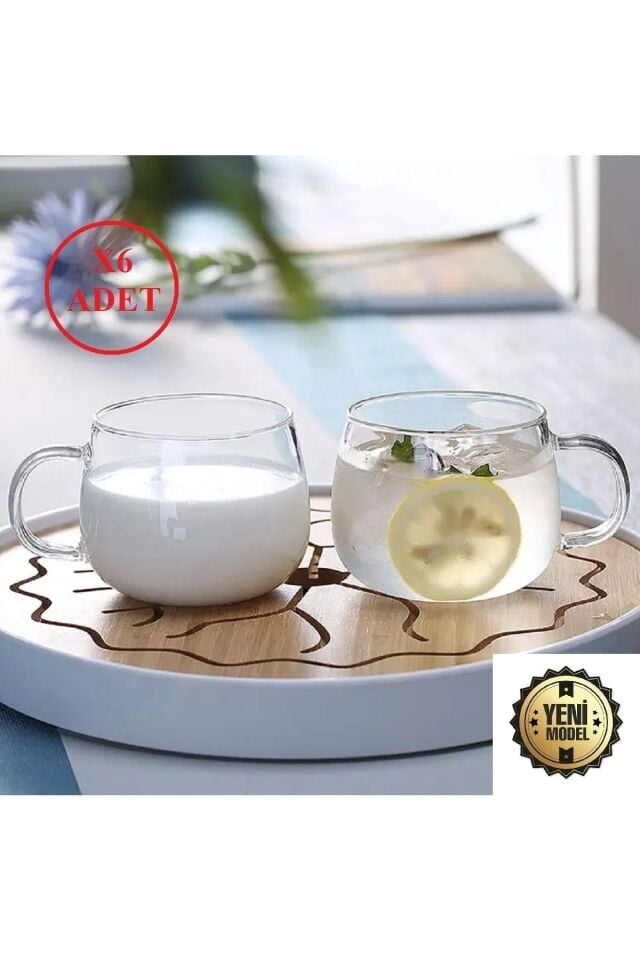 Ince Kulplu Çay Bardağı Zarif Tasarım 6lı Set 300ml