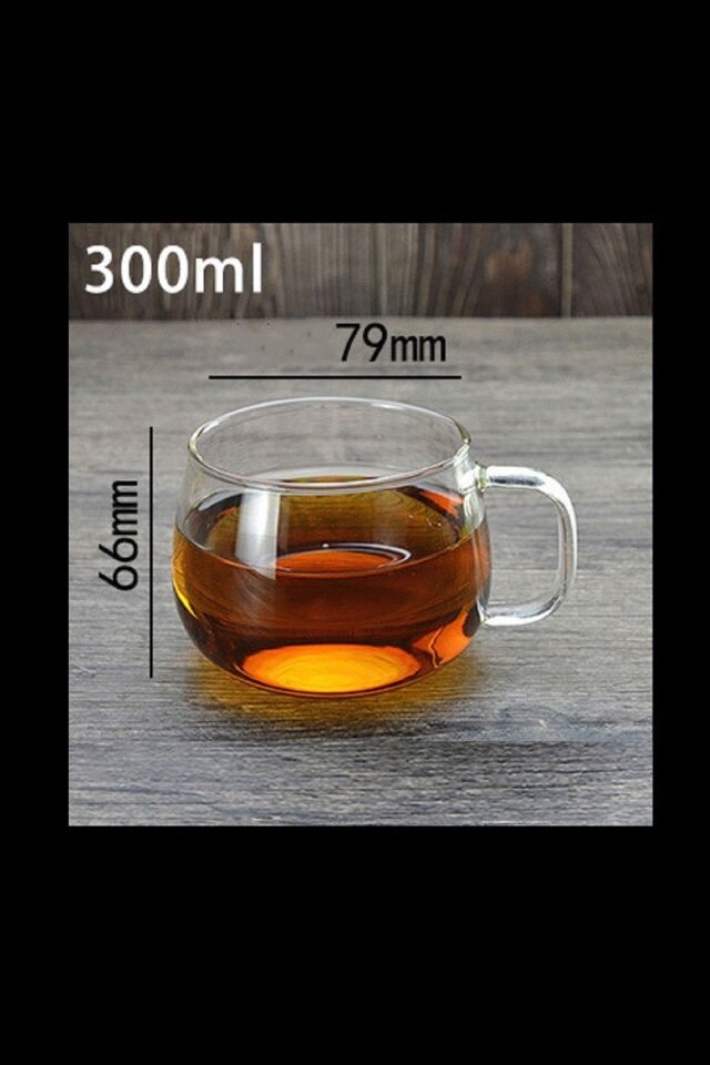 Ince Kulplu Çay Bardağı Zarif Tasarım 6lı Set 300ml