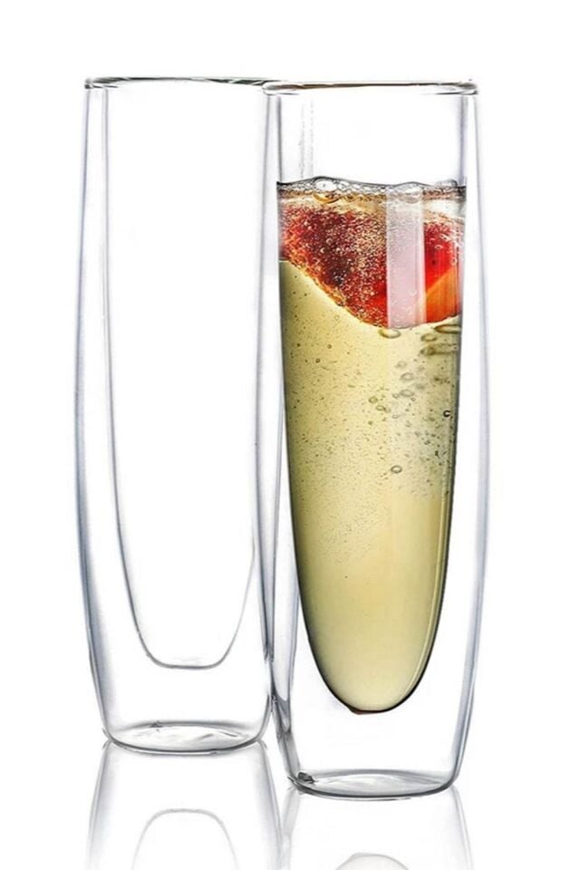Kokteyl Şampanya Bardağı Mimosa Bardağı Cidarlı Bardak 2li Set 250ml