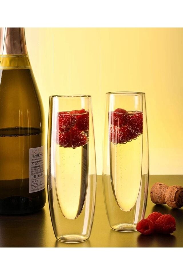 Kokteyl Şampanya Bardağı Mimosa Bardağı Cidarlı Bardak 2li Set 250ml