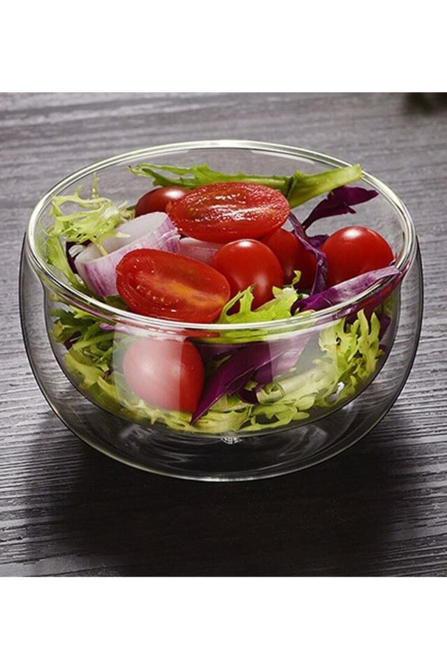 Cam Kase Çift Cidarlı 4lü Set 300ml Sunum Kasesi