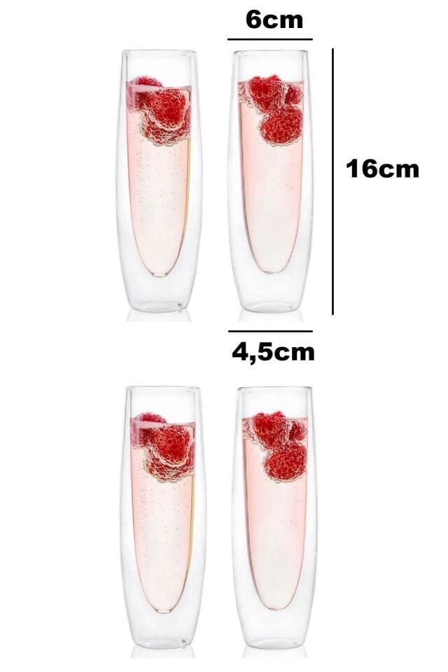 Kokteyl Şampanya Bardağı Mimosa Bardağı Cidarlı Bardak 4lü Set 250ml