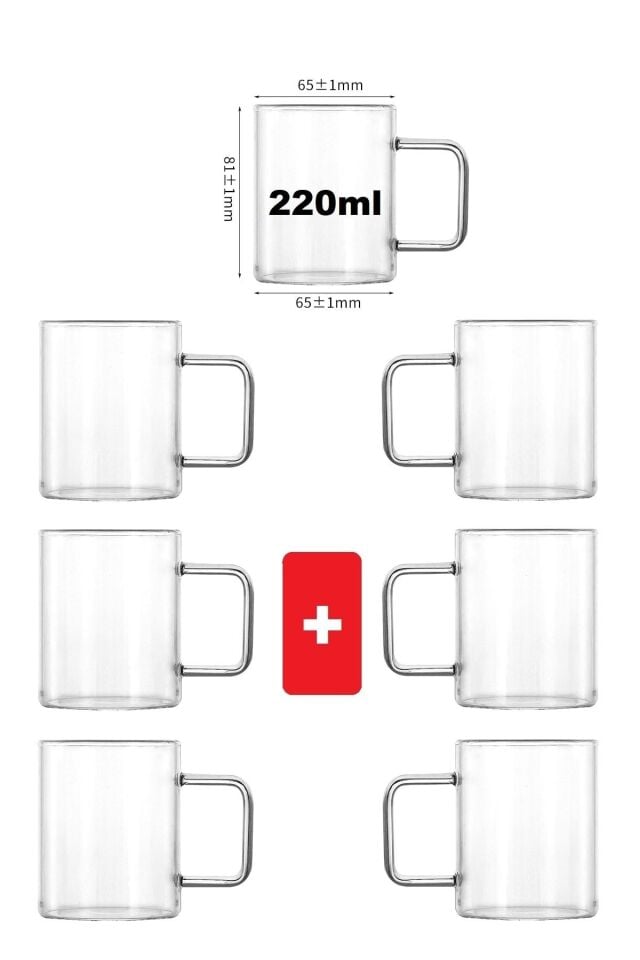 Kulplu Çay Kahve Bardağı 220ml Borosilikat Cam