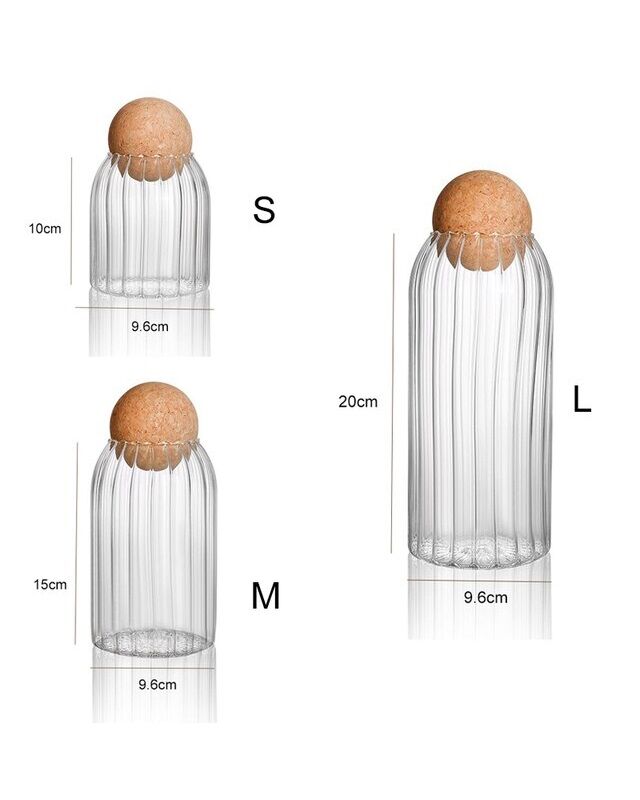 Cam Kavanoz Mantar Top Kapaklı Kavanoz 3lü Set