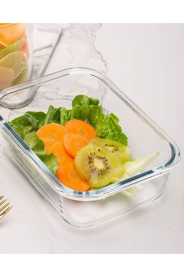 Cam Saklama Kabı Erzak Kabı Tek Bölme 1000ml