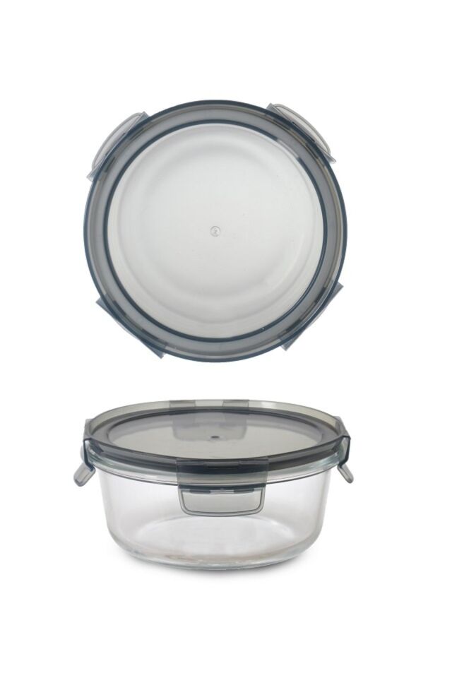 Cam Saklama Kabı Erzak Kabı Yuvarlak 2 Adet X 635ml