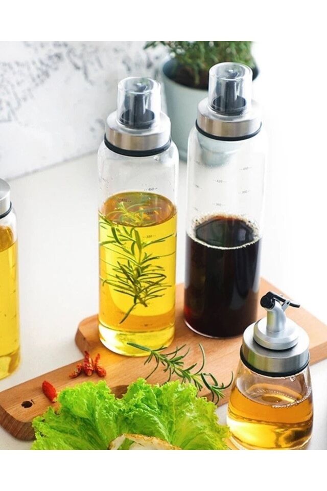 Yağdanlık Sirkelik 2 Li Set Damlatmaz Akıllı Borosilikat Cam 500ml