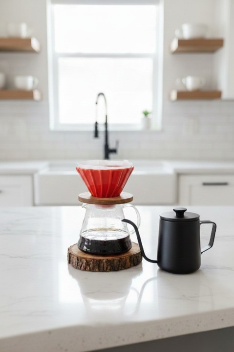 Kahve Demleme Seti V60 Dripper 600ml Demleme Ibriği