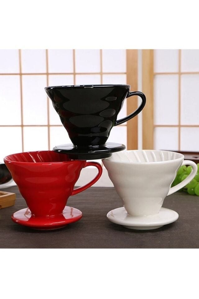Kahve Demleme Seti V60 Dripper 600ml Seramik Fincan Kahve Demleme Ibriği