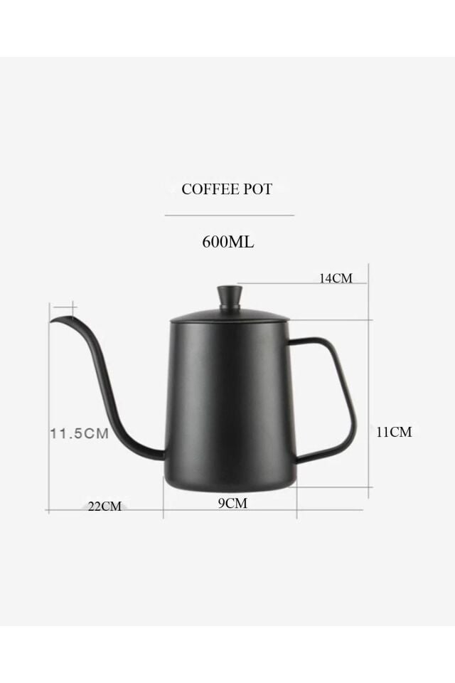 Filtre Kahve Demleme Ibriği Black Goat Kapaklı 600ml