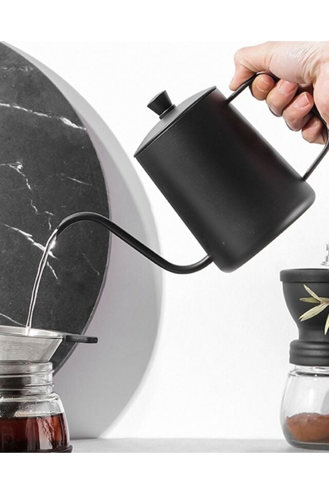 Filtre Kahve Demleme İbriği Kapaklı Kettle 600ml - Paslanmaz
