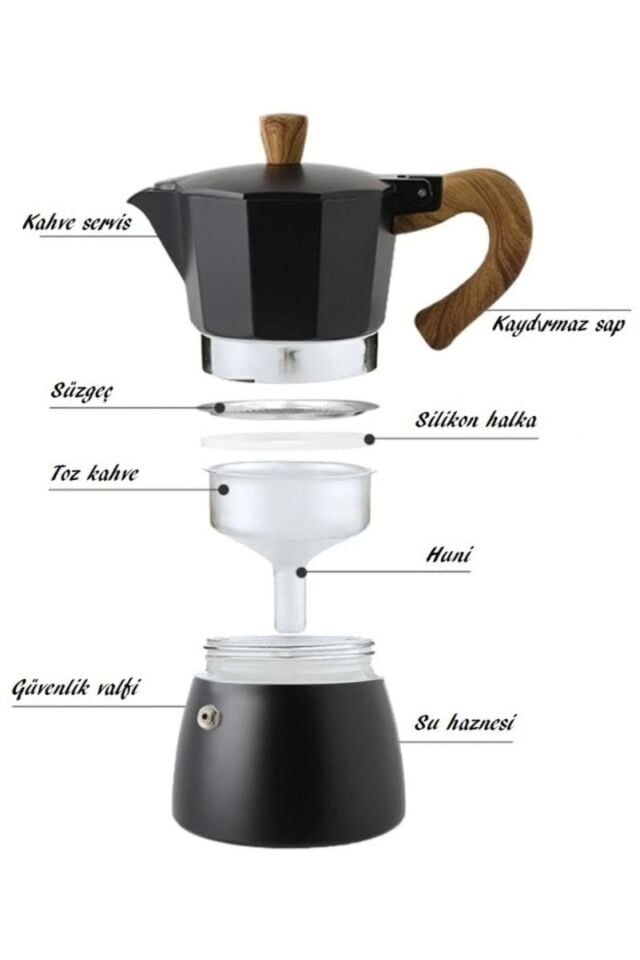 Moka Pot Espresso 6 Fincan Ocak Üstü