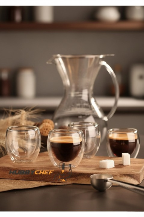 6'lı Çift Cidarlı Espresso Bardağı Seti - 80ml Cam Fincan