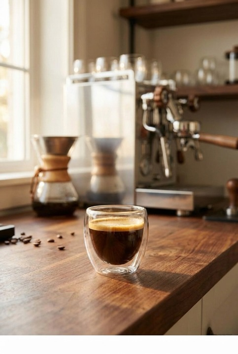 6'lı Çift Cidarlı Espresso Bardağı Seti - 80ml Cam Fincan