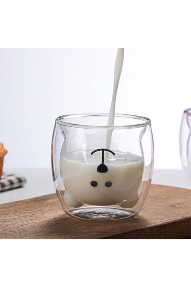 Cam Ayıcık Bardak Çift Cidarlı 250 ml Sütlük