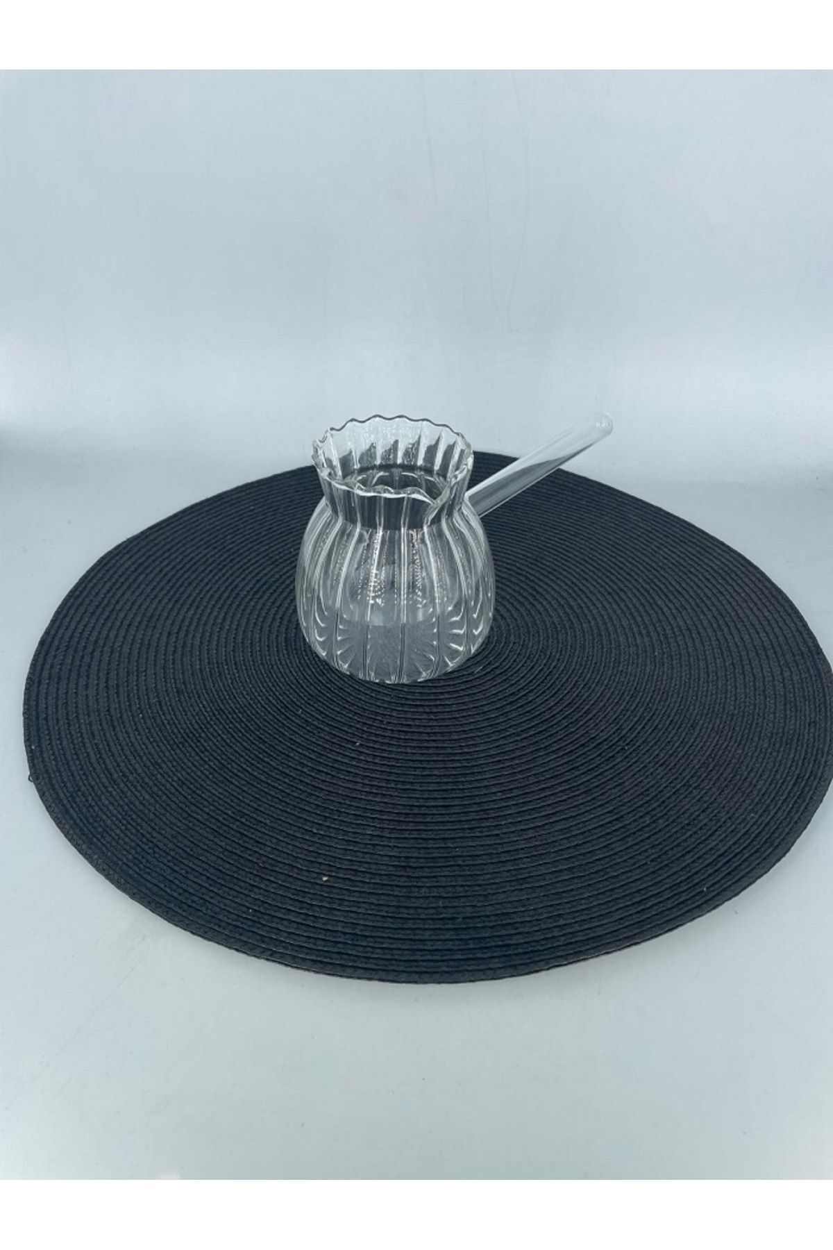 Borasilikat Cam Lüx Cezve 450 ml Oluklu Ateşe Dayanıklı Cam Cezve