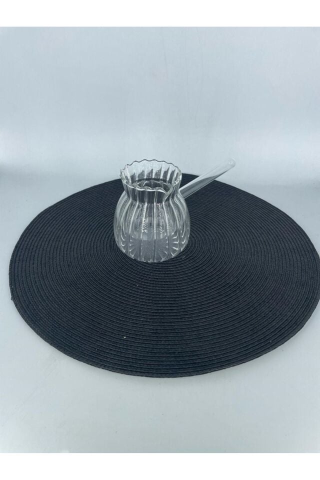 Borasilikat Cam Lüx Cezve 450 ml Oluklu Ateşe Dayanıklı Cam Cezve