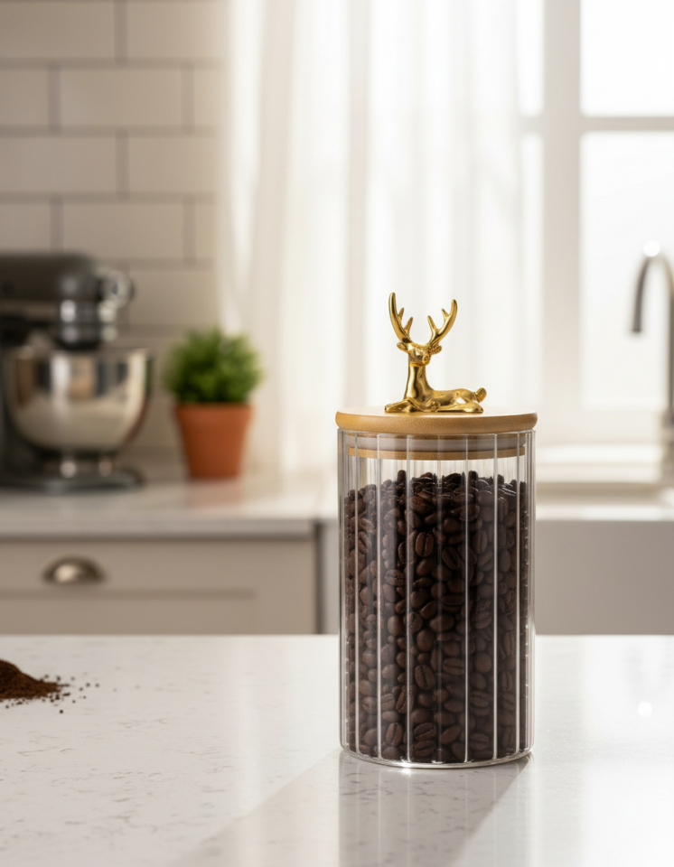 Cam Kavanoz Silikon Bambu Kapaklı Kavanoz ''M BOY''