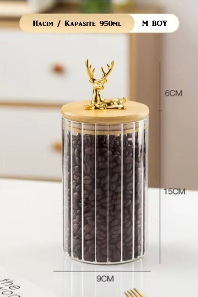 Cam Kavanoz Silikon Bambu Kapaklı Kavanoz Tek Boy