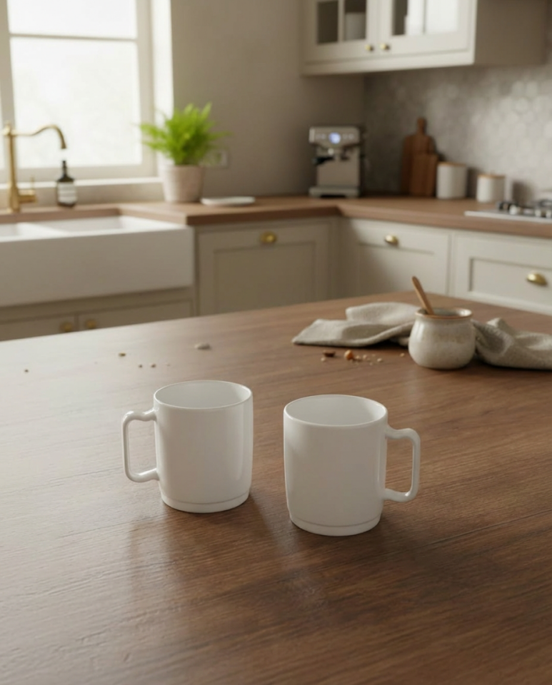 Kırılmaz Kupa Marin Bardak 300ml 2li Set Beyaz