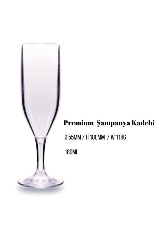 Kırılmaz Bardak Marin Şampanya Bardağı Kadeh 6lı Set