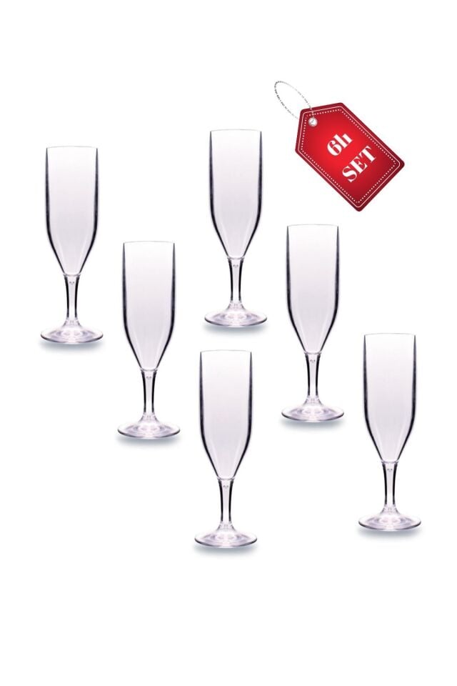 Kırılmaz Bardak Marin Şampanya Bardağı Kadeh 6lı Set