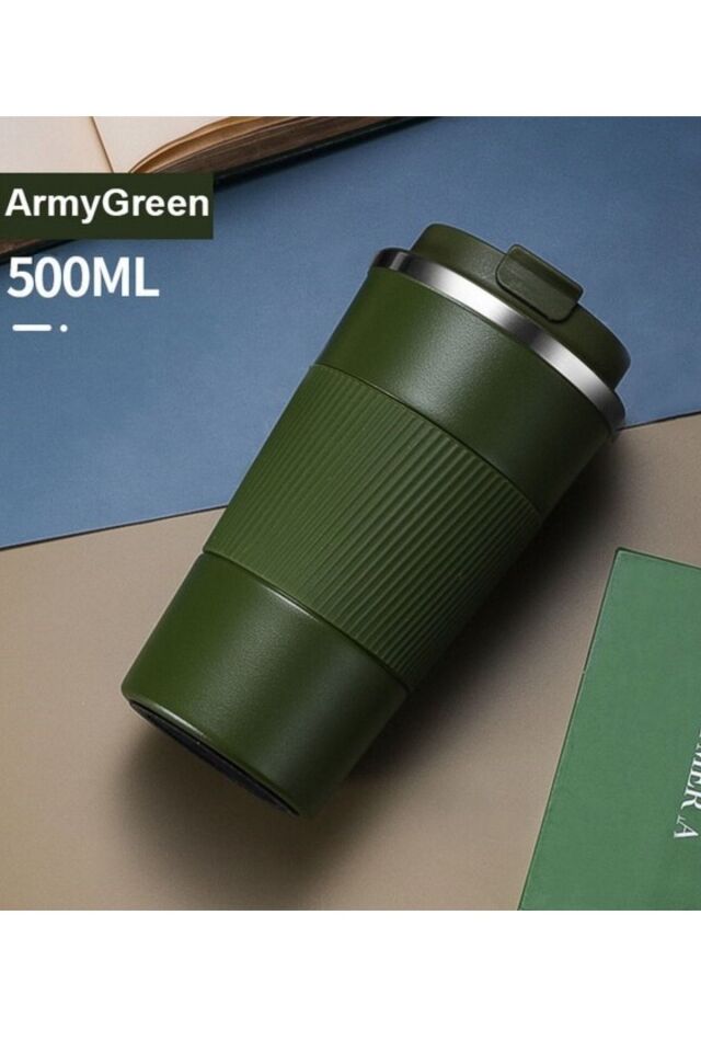 Termos Bardak Kahve Çay Mug Araç Termosu Kapaklı Termos Mug 500ml Paslanmaz Çelik
