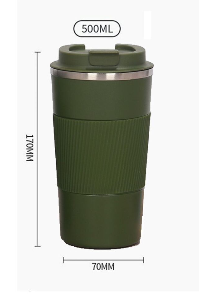 Termos Bardak Kahve Çay Mug Araç Termosu Kapaklı Termos Mug 500ml Paslanmaz Çelik