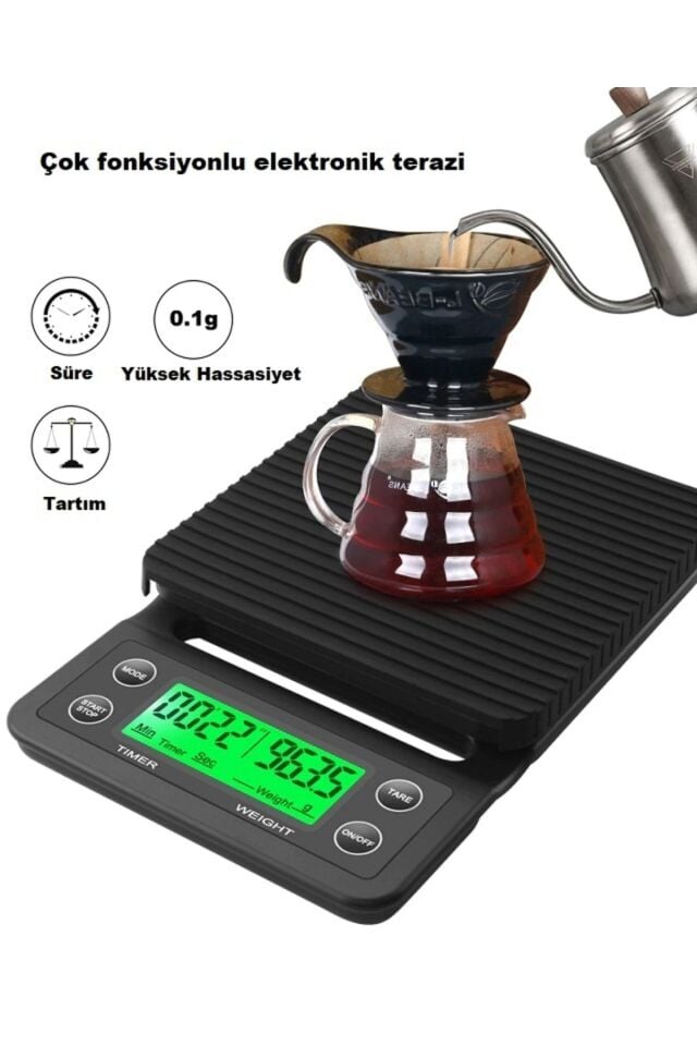 Kahve Demleme Seti Dripper Kahve Terazisi 3 kg 0.1 gr