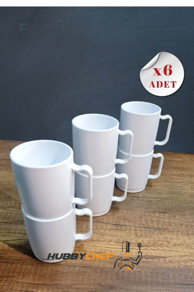 Kırılmaz Kupa Marin Bardak 300ml 2li Set Beyaz 6LI