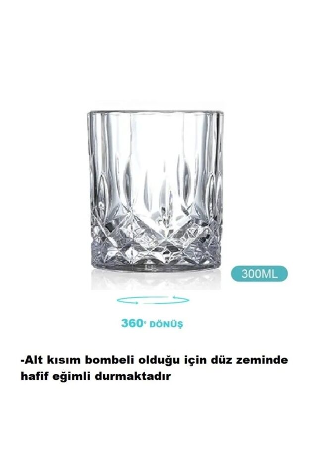 Kokteyl Bardağı Kadehi 360 Dönen Cam Bardağı 2li Set 300ml DAMLA DESEN
