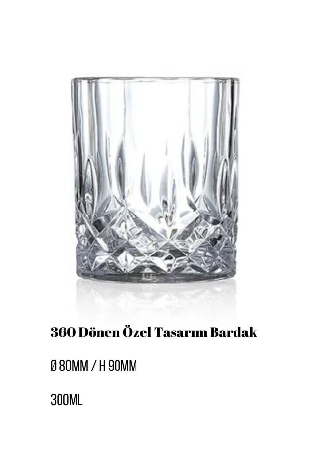 Kokteyl Bardağı Kadehi 360 Dönen Cam Bardağı 2li Set 300ml DAMLA DESEN