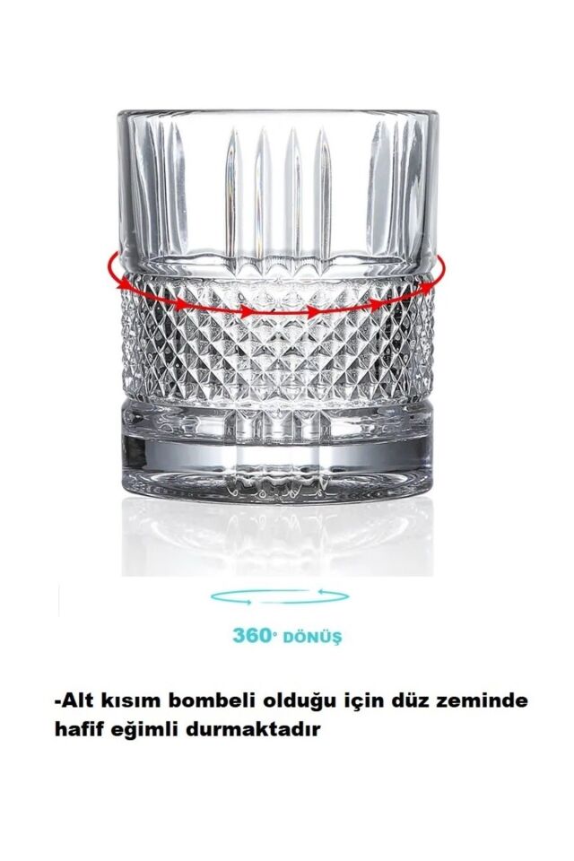 Kokteyl Bardağı Kadehi 360 Dönen Cam Bardağı 2li Set 300ml BAKLAVA DESEN