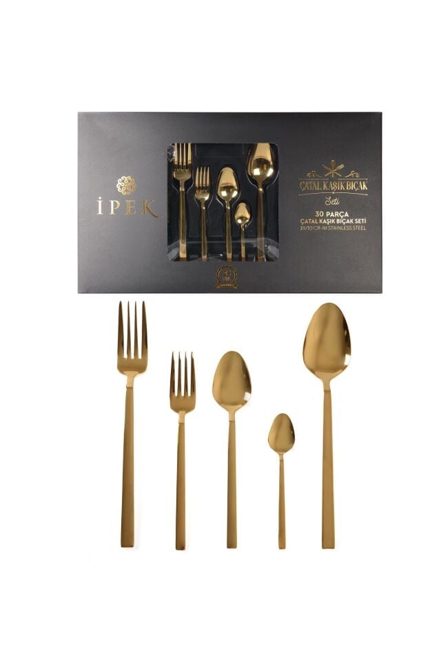 Gold Çatal Kaşık Takımı Seti 30 Parça Gold